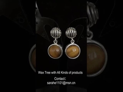 Oídos de tigre redondos, de piedra, pendientes de rodillo, de plata 925