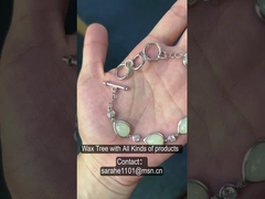 Piedras curativas 925 Brazalete de plata esterlina 8x12mm Brazalete de jade blanco de pera