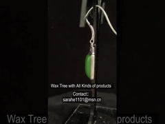 Cabochon 925 de plata esterlina orejas de piedra preciosa 7x12 mm Rectángulo verde jade