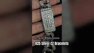 Pulsera de plata CZ 925 de 19 cm, pulseras personalizadas de amistad de plata esterlina de 100 g