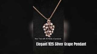 Impresionante collar con colgante de uva de plata 925, joyería delicada RG