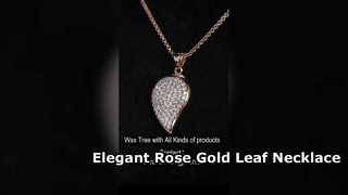 Elegante collar de hoja de lágrima de plata 925 en oro rosa