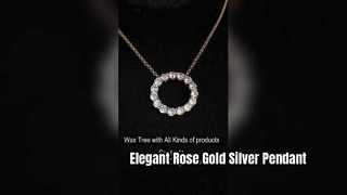 Elegante colgante de plata de ley 925 con circonita cúbica de oro rosa y círculo abierto.