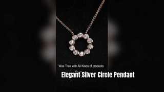 Elegante colgante circular con solitario de plata de ley 925 RG