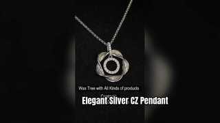 Elegante colgante de circonita cúbica de doble círculo en plata de ley 925
