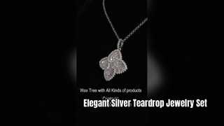 Elegant 925 Silver Teardrop Jewelry Set for Weddings