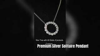 Elegante colgante de plata de ley 925 con solitario abierto y círculo 0, chapado en rodio