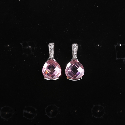 Trillón rosas formados Crystal Earrings de 925 Sterling Silver Gemstone Earrings Cartier
