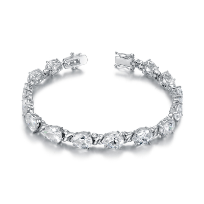 Pulsera de plata de Pandora Charm Bracelet Prong Setting 925 ovales CZ para las mujeres