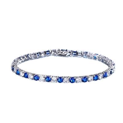 Joyería fina de plata creada de lujo de Sapphire Bracelet Women Romantic Wedding 925 nanos del azul