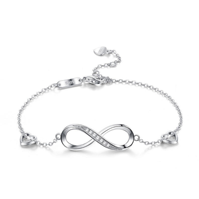 8 señoras de plata sin fin del encanto del infinito de la pulsera de S925 CZ significativas