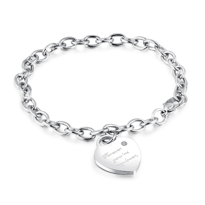Alto de Sterling Silver Chain Bracelet Extraordinary del encanto 925 del corazón pulido