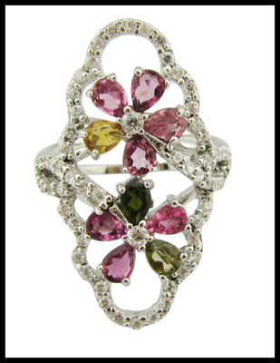 Exquisitos anillos de piedra preciosa de plata 925 para mujeres de ocasión informal / fiesta