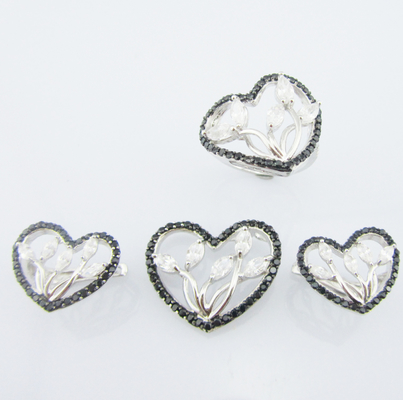 Elegante AAA Grado Cubico Zirconia Stud Aretes Plata 925 Joyería Set collar de plata esterlina y juegos de aretes para novia