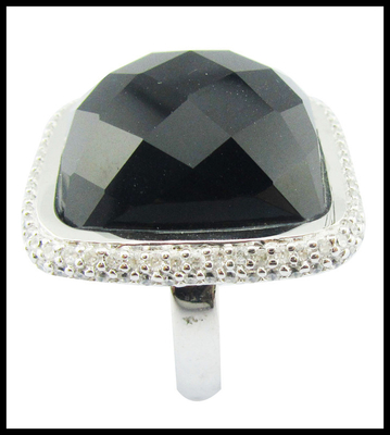Anillos de plata de 925 dólares con piedras preciosas de ágata negra Anillos de piedra preciosa de plata Anillo de amor de plata