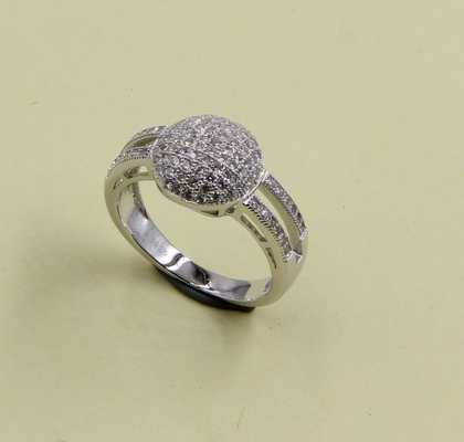 Pavimentación AAA Circónia cúbica forma redonda anillos de bola redonda en 925 plata esterlina anillos de plata fresca anillo de bola