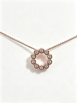 Colgante de plata 925 con circonita cúbica AAA blanca solitaria en círculo, colgante con circonitas cúbicas en círculo rosa dorado de 0.1 micras, acabado pulido espejo, colgantes de círculos, una colección de conjuntos