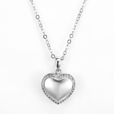 colgante pendiente de plata del corazón de día de San Valentín del rodio de 3.15g 925 CZ