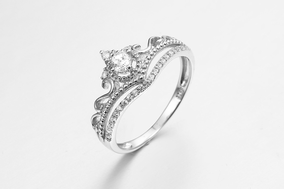 OEM de plata de Sterling Silver Princess Crown Ring de los anillos de 1.87g 925 CZ