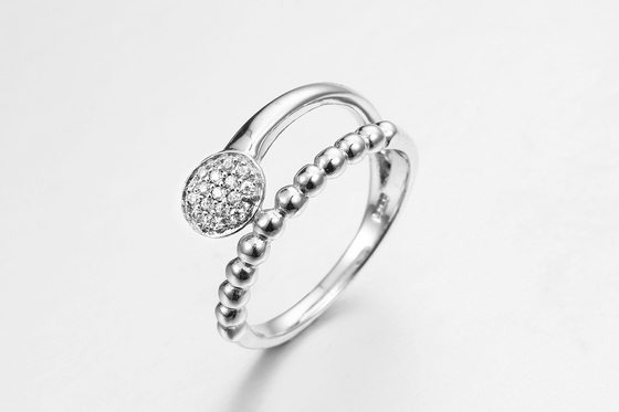 anillo de plata del ODM Sterling Silver Moon And Star de los anillos de 2.78g 925 CZ
