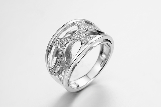 Anillo redondo 4.93g Sterling Silver Rings For Women de la eternidad de la circona cúbica del agujero