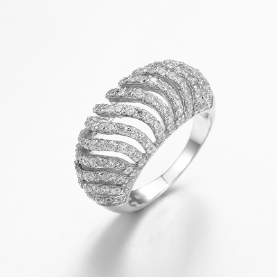 el rodio de plata de los anillos de 6.04g 925 CZ plateó a Sterling Silver Interlocking Ring