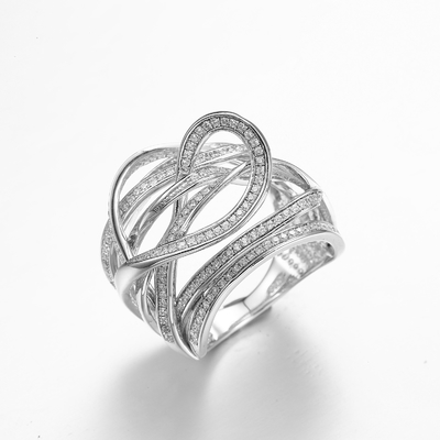 El corazón abrochó 925 la circona de plata Sterling Silver de los anillos 10.79g Pandora Heart Ring Clear Cubic de la CZ