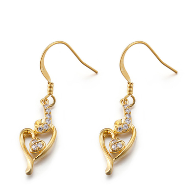 Rose Gold 925 pendientes de plata 8.88g Sterling Silver Double Heart Earrings de la CZ