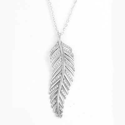 Collar de 925 de plata esterlina con forma de hoja de colgante PVD con chapa de colgante de Tiffany