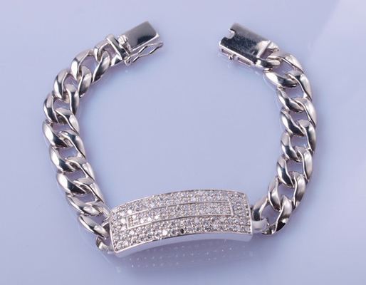 Pulsera de plata Tiffany Charm Sterling Silver Bracelet del 17cm 925 para hombre CZ