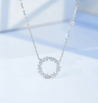 oro Diamond Necklace de 0.22ct 18K 12m m 1,8 gramos de círculo abierto Diamond Pendant