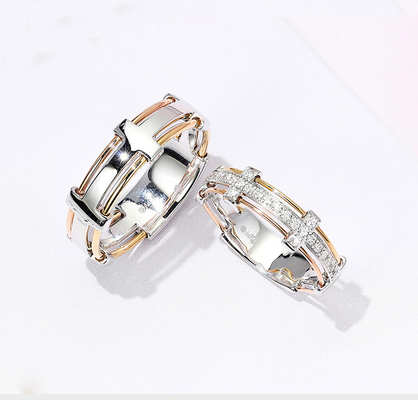 anillos de Diamond Rings Couples Cross Promise del oro de 4.5g 6.5g 18K