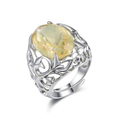 Forma oval de plata del huevo de los anillos 3.2g de la piedra preciosa de Buff Stone 925 para mujer