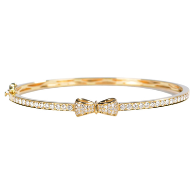 Oro modificado para requisitos particulares Diamond Bangle Bracelets 18K 0.96ct el 16.5cm del Bowknot lujoso