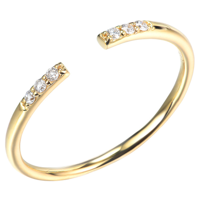 Las aberturas suenan 18K el oro Diamond Rings que 0.05ct 1gram modificó tamaño para requisitos particulares