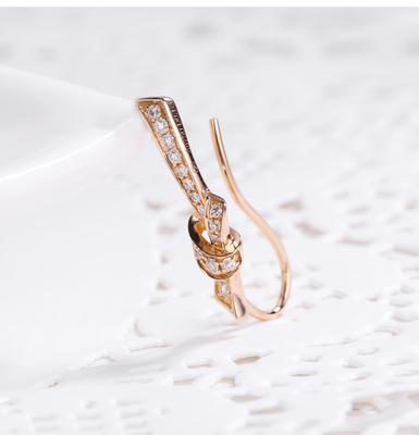 18k formado nudo Rose Gold Diamond Earrings 0.20ct para escardar el regalo de encuentro