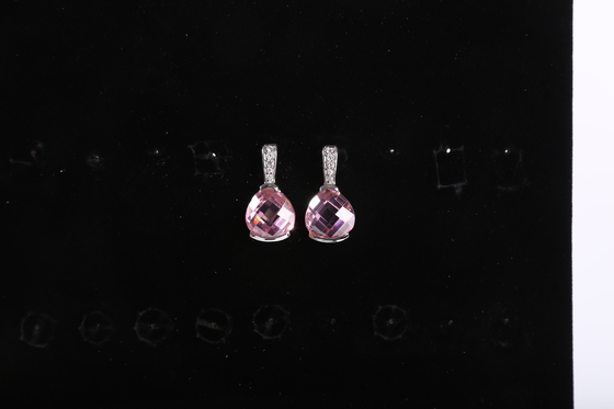 925 pendientes en forma de pera de los pendientes de Sterling Silver Champagne Crystal Diamond