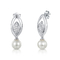 Serie de la perla 925 pendientes del aro de junio Birthdaystone de los pendientes de la perla de la CZ de la plata pequeños