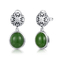 Pendientes de encargo de la piedra preciosa de Sterling Silver Earrings Oval Green del vintage 925