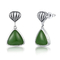 La hoja diseña 925 Sterling Silver Stud Earrings Gemstone Emerald Green Stone Earrings