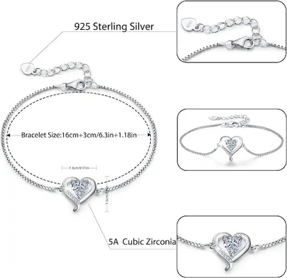 CZ hipoalérgica 925 Sterling Silver Bracelet para el aniversario de boda del partido