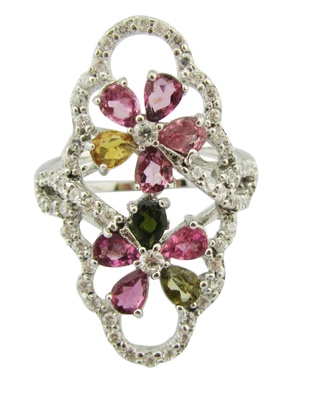 Exquisitos anillos de piedra preciosa de plata 925 para mujeres de ocasión informal / fiesta