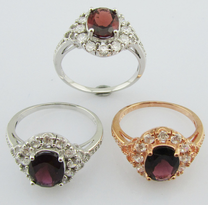 Anillos de piedra preciosa de plata de color turmalina 925 para trajes casuales y de fiesta
