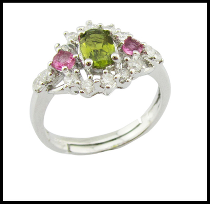 Anillos de piedra preciosa de plata 925 para mujeres con chapa de rodio tamaño 7 10