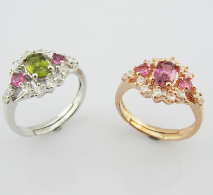 Anillos de piedra preciosa de plata 925 para mujeres con chapa de rodio tamaño 7 10