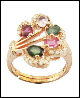 Anillos de piedra preciosa de plata esterlina con 925 de pureza de rodio de color revestido de piedra turmalina