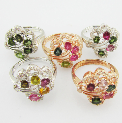 Anillos de piedra preciosa de plata esterlina 925 Color de plátado Rodio Piedra principal Tamaño 6mm-10mm