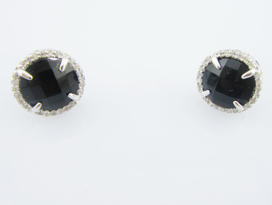 Agate negro plata esterlina 925 clásico Dangle Aretes Conjunto con AAA grado de zirconia cúbica plata real juegos de joyería