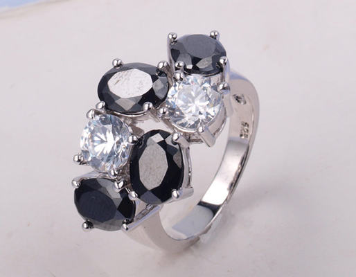 925 Anillos de piedra de ágata negra de plata para mujeres Unicef Fiesta Casual Aniversario - Varias formas disponibles