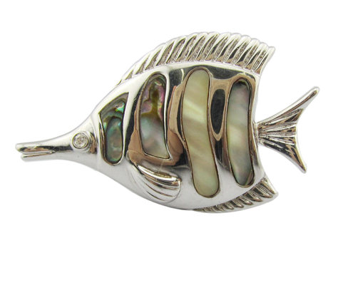 Pescado payaso pez animal concha colgante collar con forma irregular piedra preciosa encanto